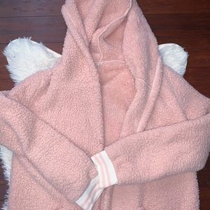 oversized teddy hooded cardigan